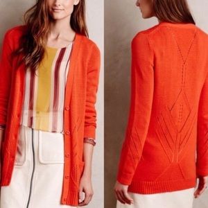 Anthopologie Moth Long Cardigan Size Medium Salmon/Orange